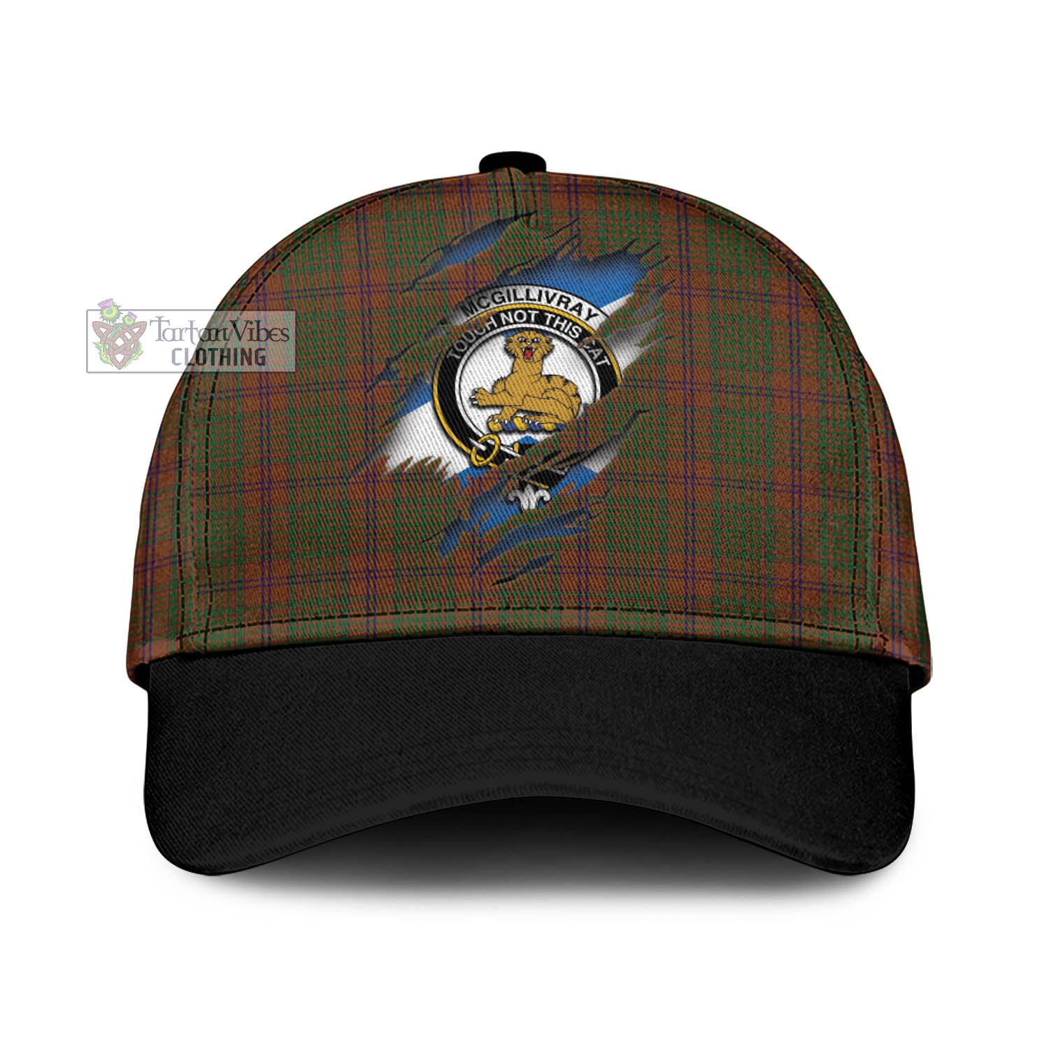Tartan Vibes Clothing McGillivray Hunting Tartan Classic Cap with Family Crest In Me Style