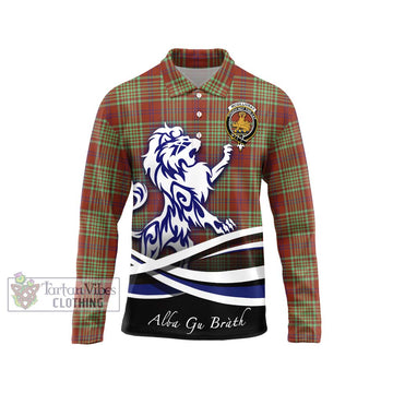 McGillivray Hunting Ancient Tartan Long Sleeve Polo Shirt with Alba Gu Brath Regal Lion Emblem Unisex - Tartanvibesclothing Shop