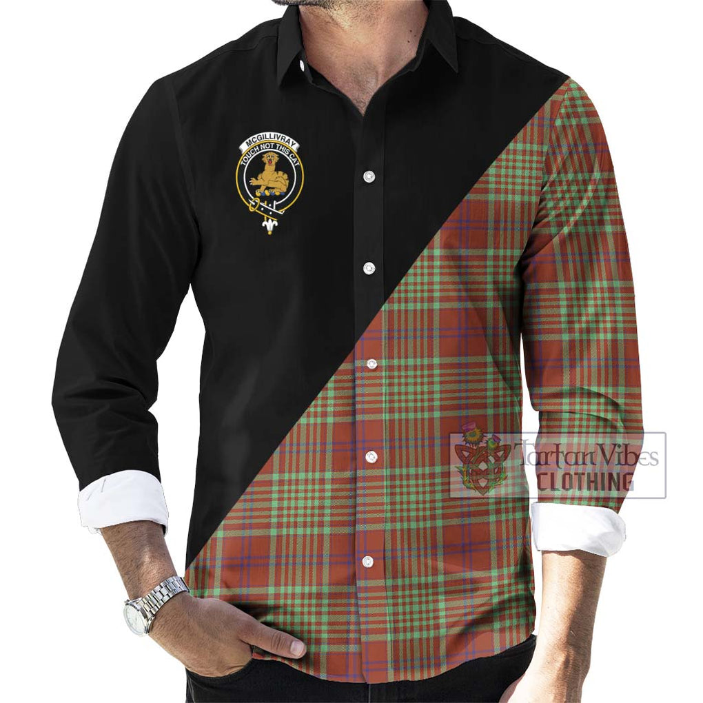 McGillivray Hunting Ancient Tartan Long Sleeve Button Shirt with Family Crest and Military Logo Style - Tartanvibesclothing Shop