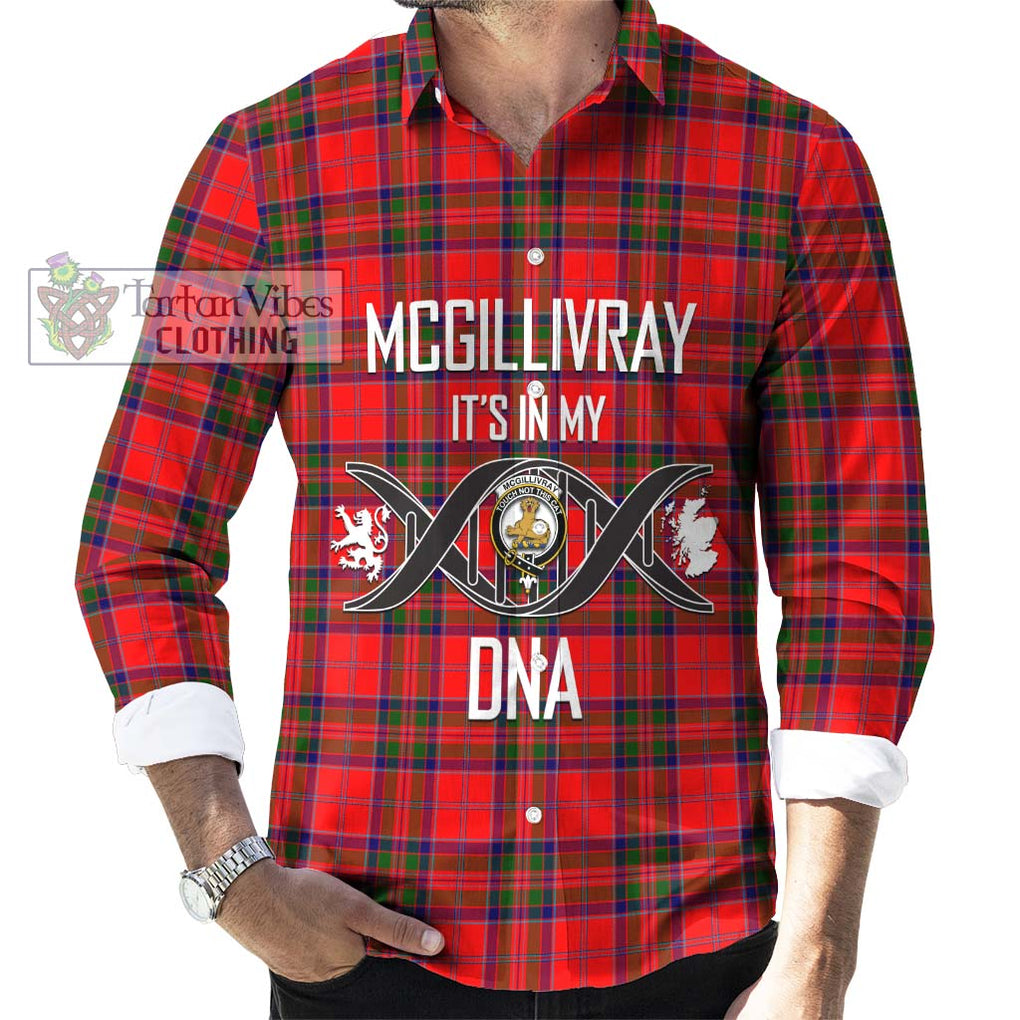 McGillivray Modern Tartan Long Sleeve Button Shirt with Family Crest DNA In Me Style Men's Shirt S - Tartanvibesclothing Shop