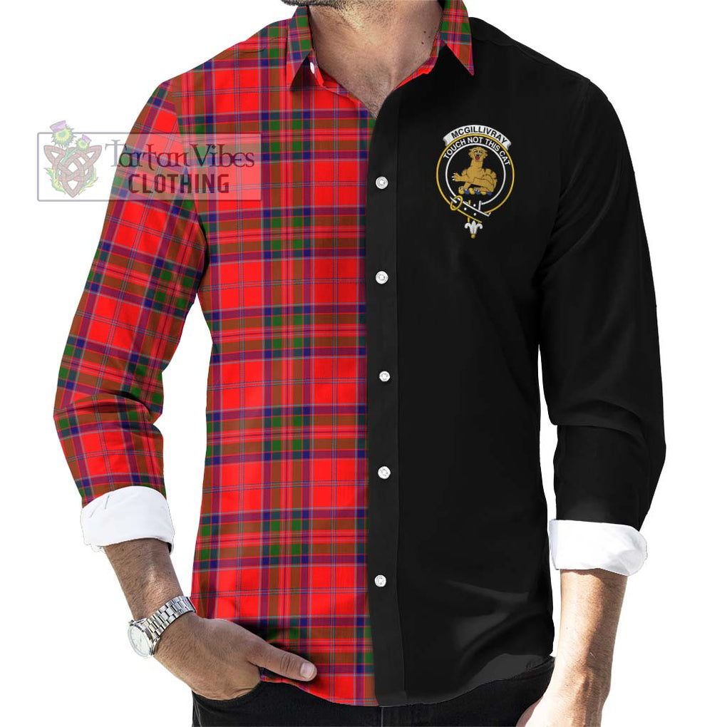 McGillivray Modern Tartan Long Sleeve Button Shirt with Family Crest and Half Of Me Style - Tartanvibesclothing Shop