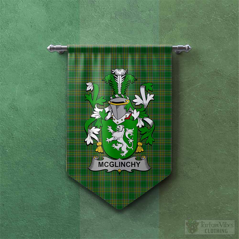 McGlinchy Irish Clan Tartan Gonfalon, Tartan Banner with Coat of Arms Chevron - Tartan Vibes Clothing