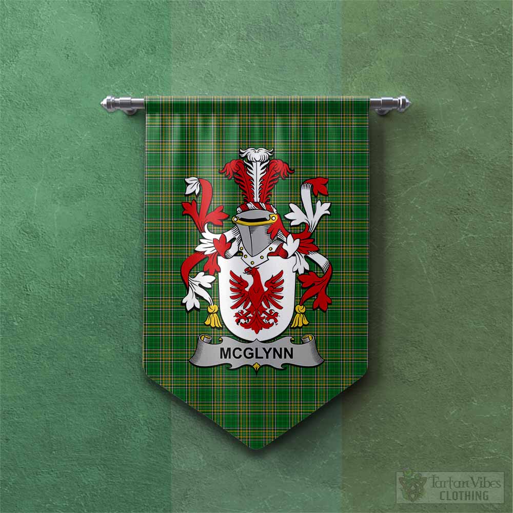 Tartan Vibes Clothing McGlynn Irish Clan Tartan Gonfalon, Tartan Banner with Coat of Arms