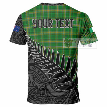 McGlynn Irish Clan Tartan T-Shirt with Coat of Arms New Zealand Silver Fern Half Style