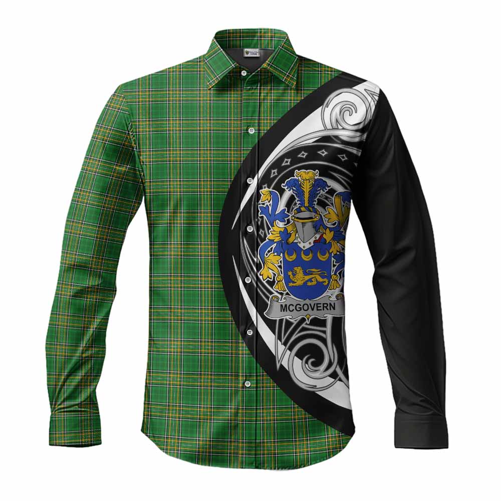 Tartan Vibes Clothing McGovern Irish Clan Long Sleeve Button Shirt Celtic Circle Style