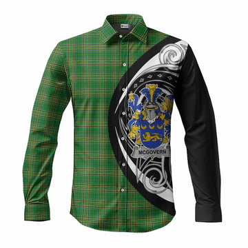 Tartan Vibes Clothing McGovern Irish Clan Long Sleeve Button Shirt Celtic Circle Style