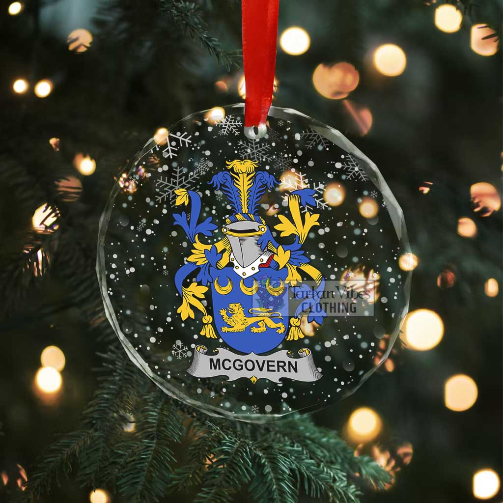 McGovern Irish Clan Christmas Glass Ornament with Coat of Arms - 2D-tartanvibesclothing