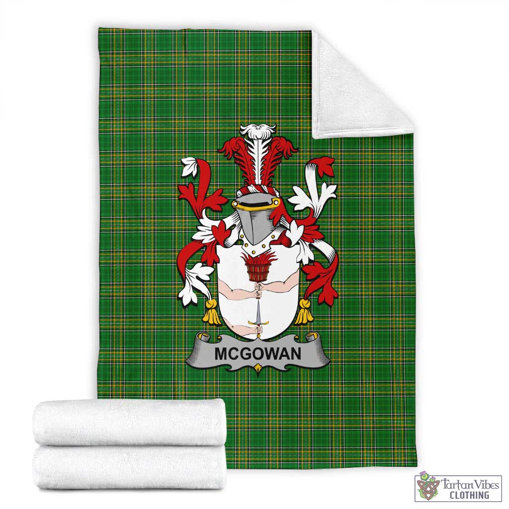 McGowan Irish Clan Tartan Blanket with Coat of Arms X-Large 59 x 79 inches 150 x 200 cm - Tartan Vibes Clothing