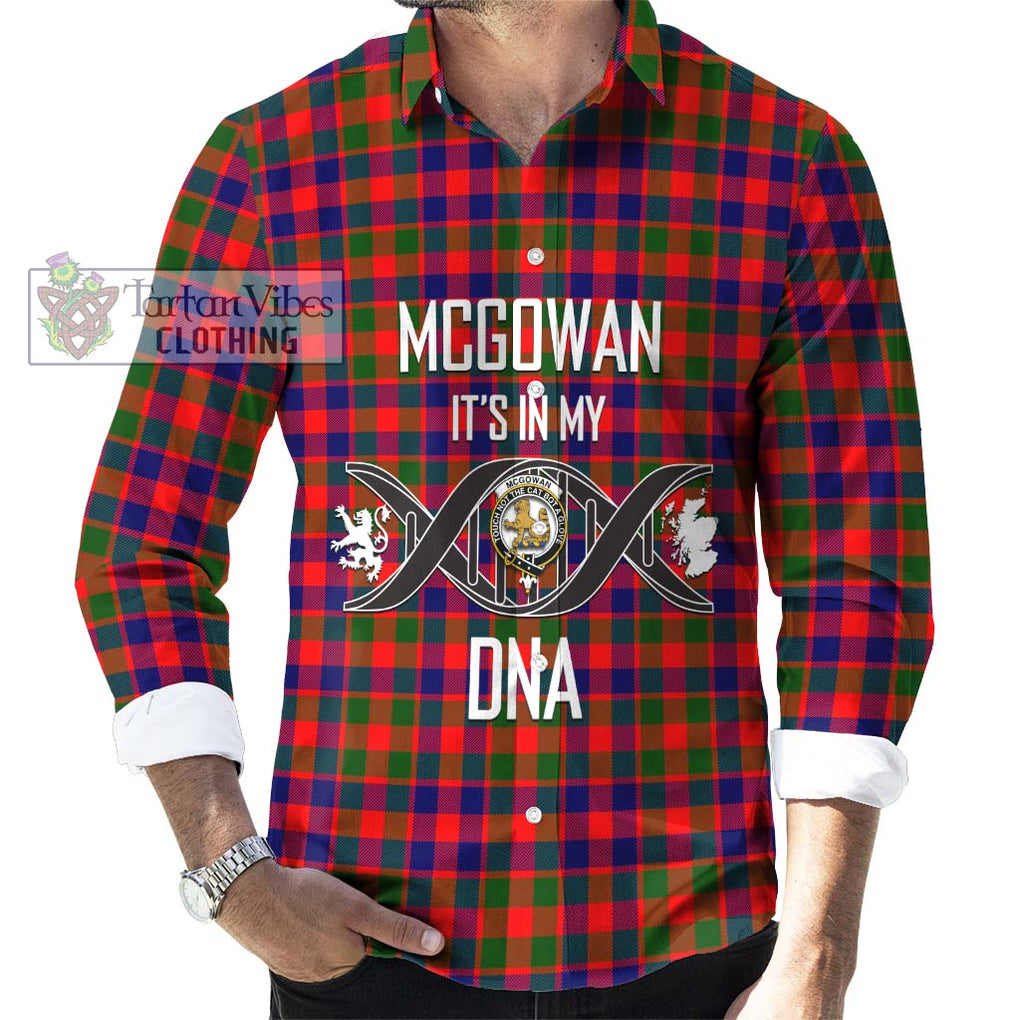 McGowan Tartan Long Sleeve Button Shirt with Family Crest DNA In Me Style Men's Shirt S - Tartanvibesclothing Shop