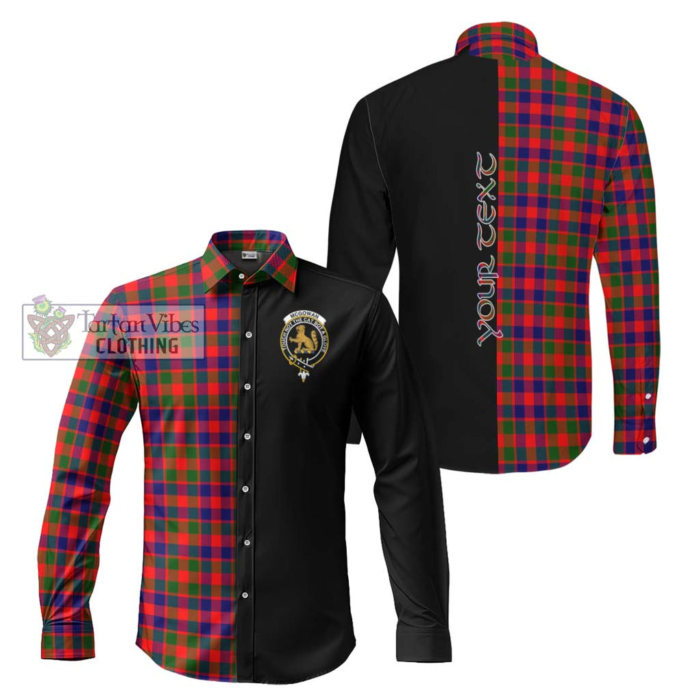 McGowan Tartan Long Sleeve Button Shirt with Family Crest and Half Of Me Style Men's Shirt S - Tartanvibesclothing Shop