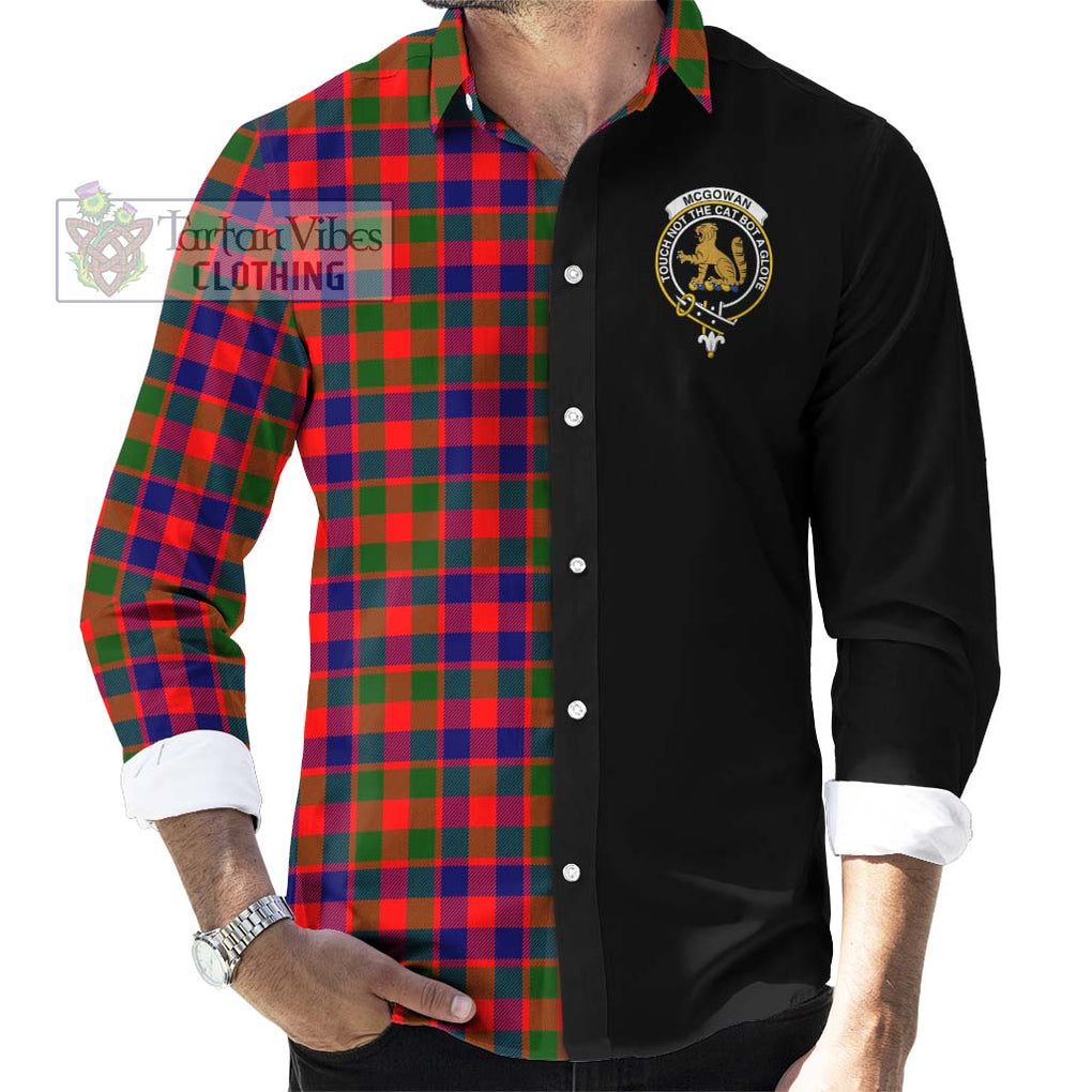 McGowan Tartan Long Sleeve Button Shirt with Family Crest and Half Of Me Style - Tartanvibesclothing Shop