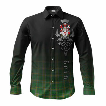 Tartan Vibes Clothing McGrane Irish Clan Long Sleeve Button Shirt with Coat of Arms Erin Go Bragh Celtic Inspired