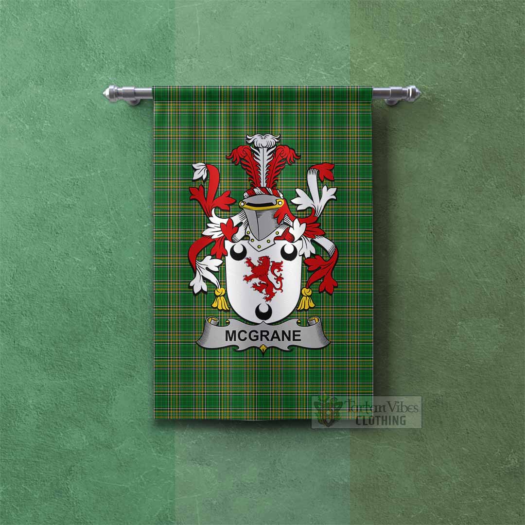 Tartan Vibes Clothing McGrane Irish Clan Tartan Gonfalon, Tartan Banner with Coat of Arms