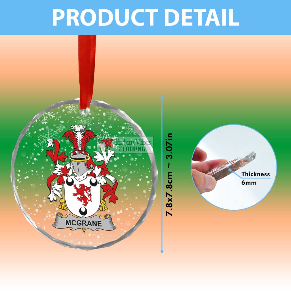 Tartan Vibes Clothing McGrane Irish Clan Christmas Glass Ornament with Coat of Arms