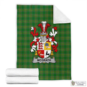 Tartan Vibes Clothing McGrath Irish Clan Tartan Blanket with Coat of Arms