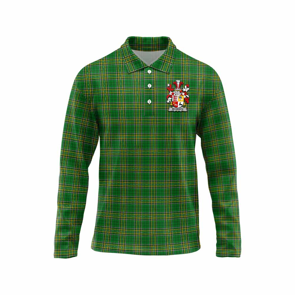 McGrath Irish Clan Tartan Long Sleeve Polo Shirt with Coat of Arms Unisex - Tartan Vibes Clothing
