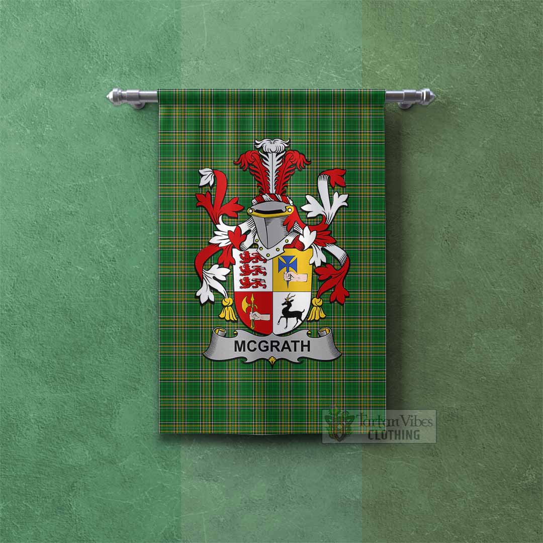 Tartan Vibes Clothing McGrath Irish Clan Tartan Gonfalon, Tartan Banner with Coat of Arms
