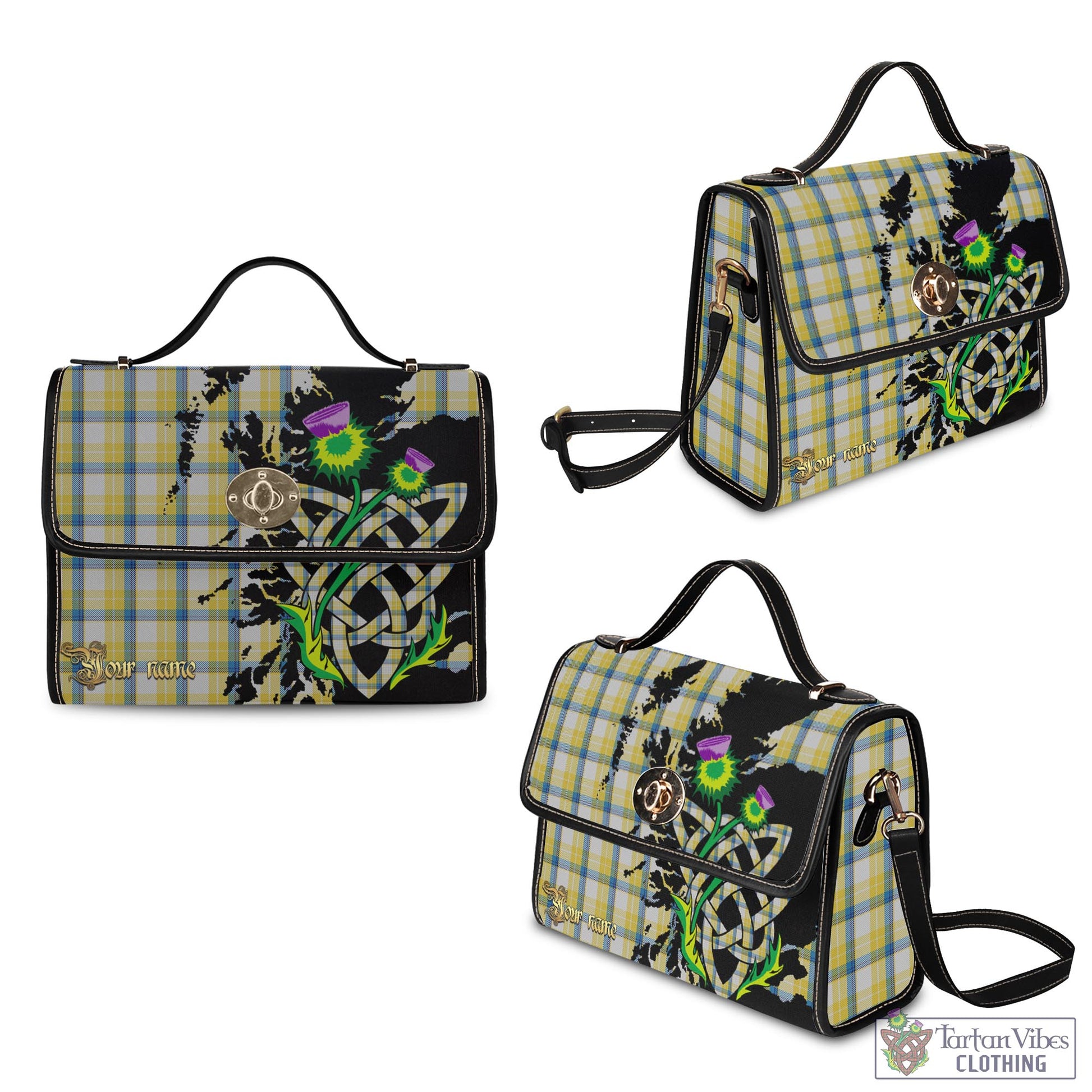 Tartan Vibes Clothing McGrath Tartan Waterproof Canvas Bag with Scotland Map and Thistle Celtic Accents