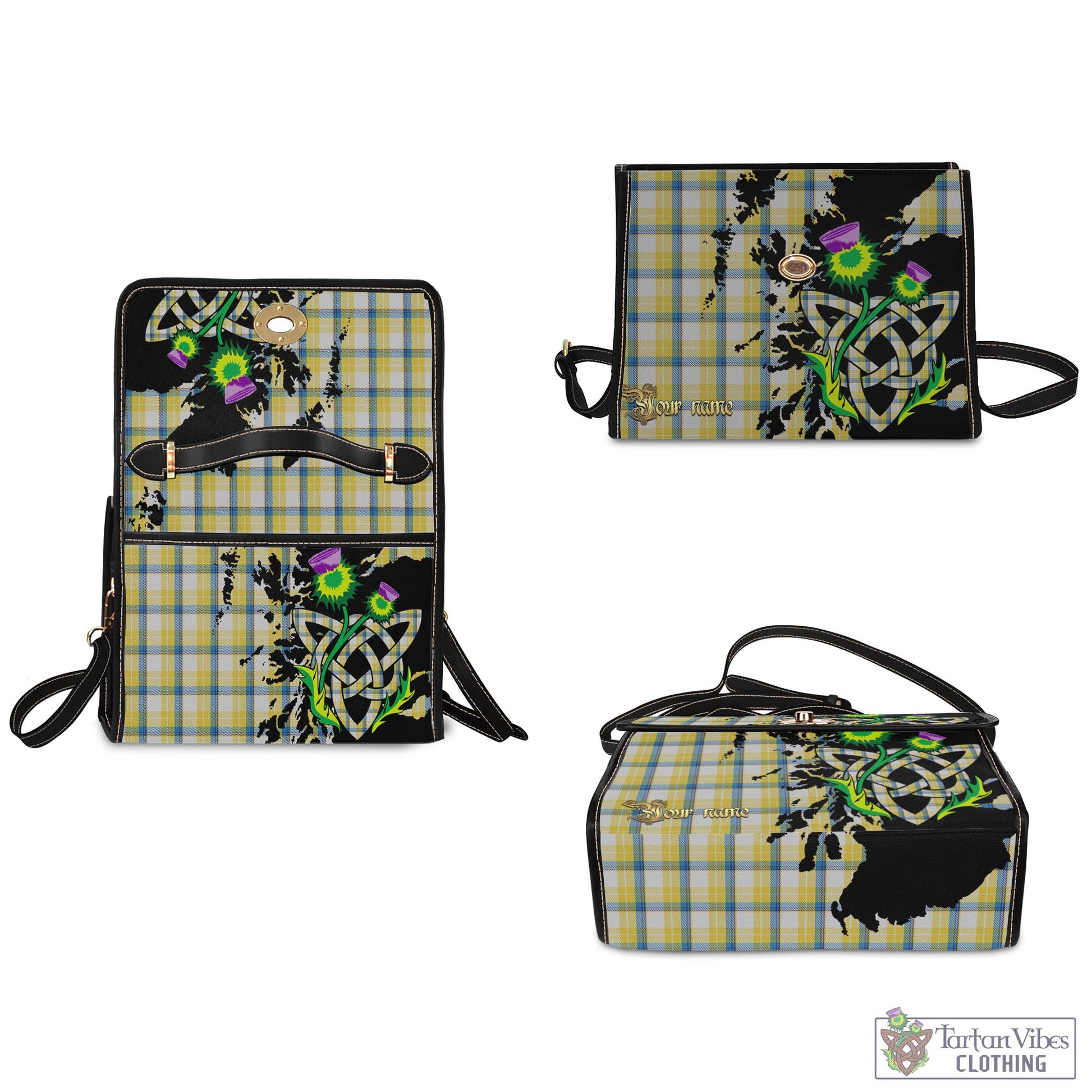 Tartan Vibes Clothing McGrath Tartan Waterproof Canvas Bag with Scotland Map and Thistle Celtic Accents