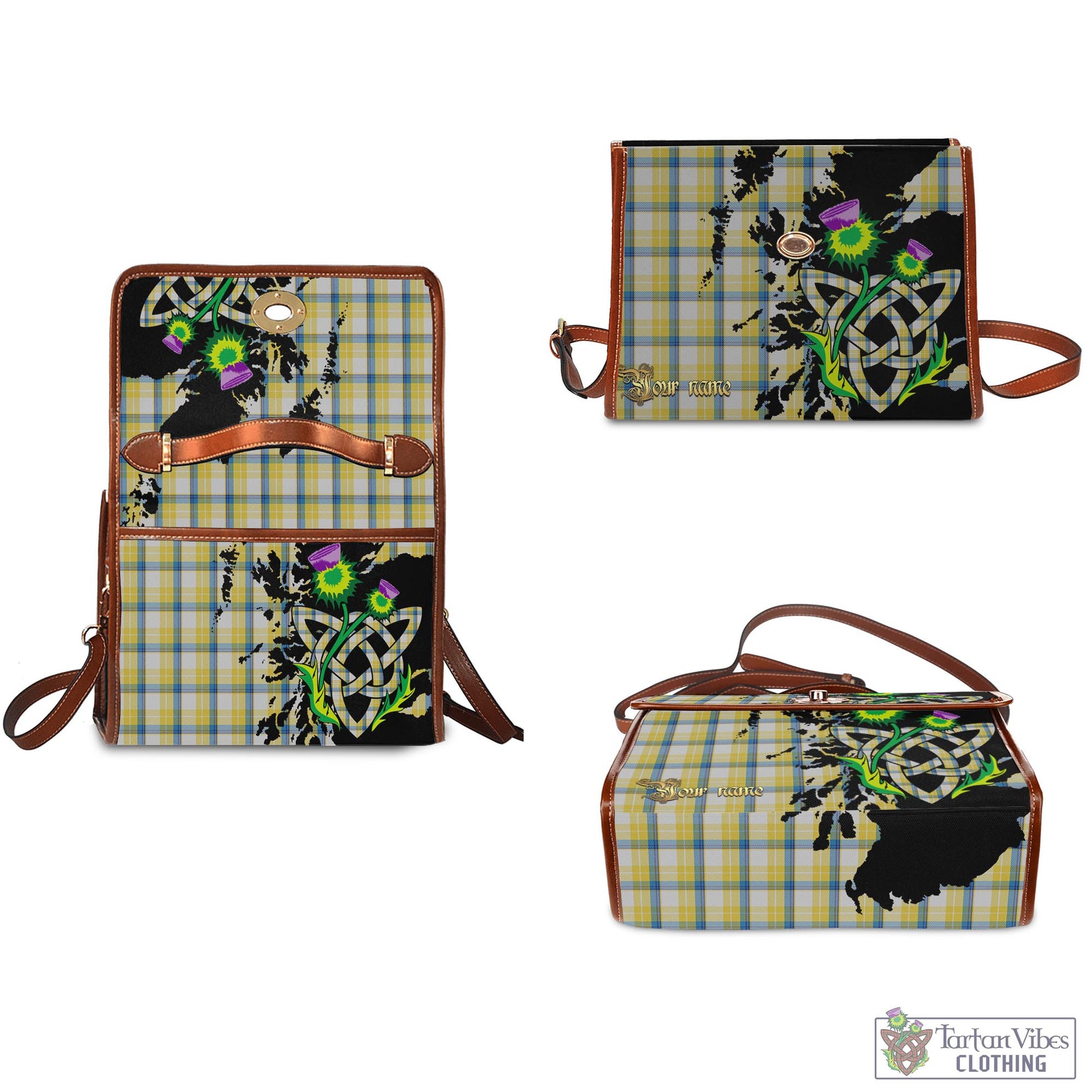 Tartan Vibes Clothing McGrath Tartan Waterproof Canvas Bag with Scotland Map and Thistle Celtic Accents