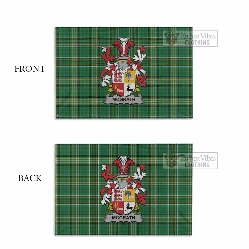 Tartan Vibes Clothing McGrath Irish Clan Tartan House Flag with Coat of Arms