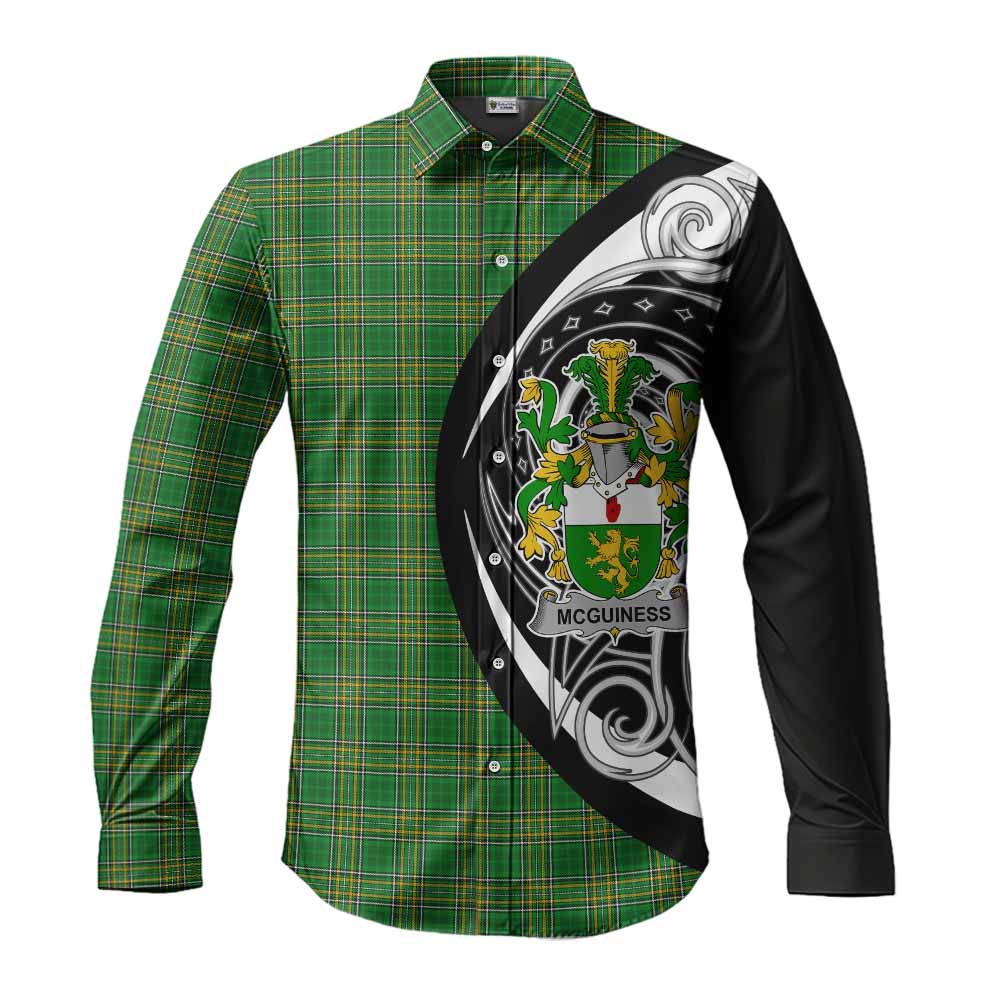 Tartan Vibes Clothing McGuiness Irish Clan Long Sleeve Button Shirt Celtic Circle Style