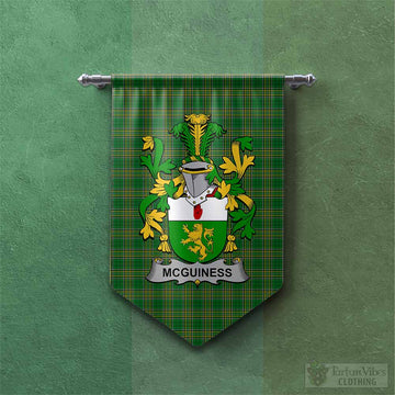McGuiness Irish Clan Tartan Gonfalon, Tartan Banner with Coat of Arms