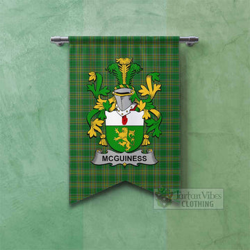 McGuiness Irish Clan Tartan Gonfalon, Tartan Banner with Coat of Arms