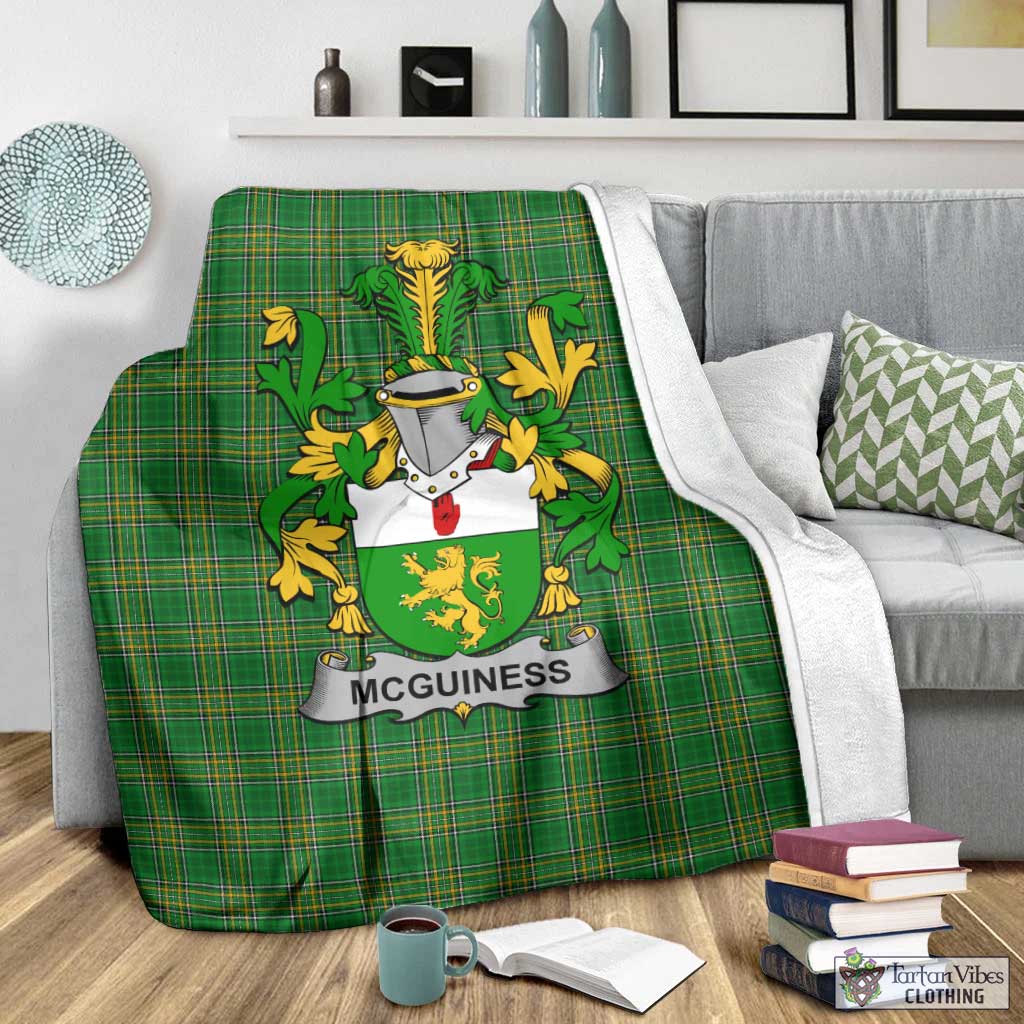 Tartan Vibes Clothing McGuiness Irish Clan Tartan Blanket with Coat of Arms