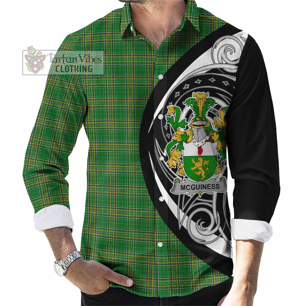 Tartan Vibes Clothing McGuiness Irish Clan Long Sleeve Button Shirt Celtic Circle Style