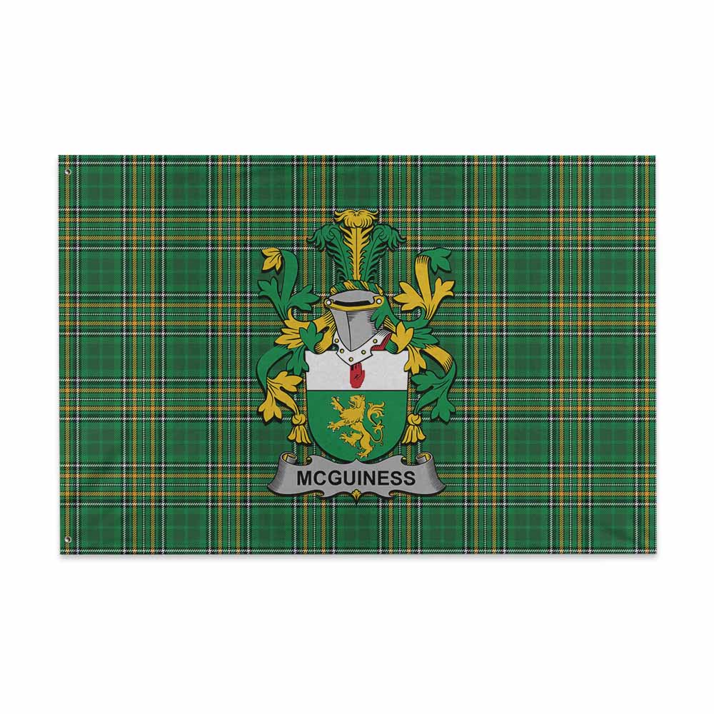 Tartan Vibes Clothing McGuiness Irish Clan Tartan House Flag with Coat of Arms