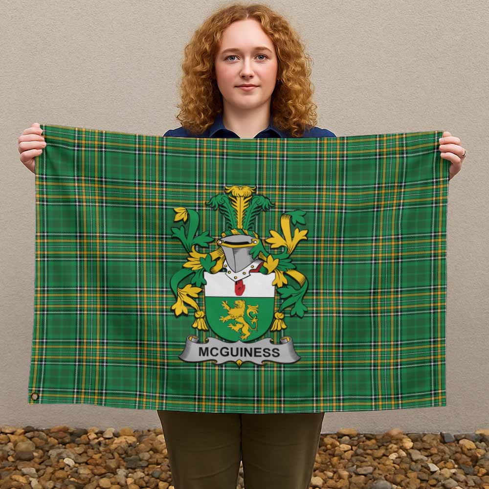 Tartan Vibes Clothing McGuiness Irish Clan Tartan House Flag with Coat of Arms