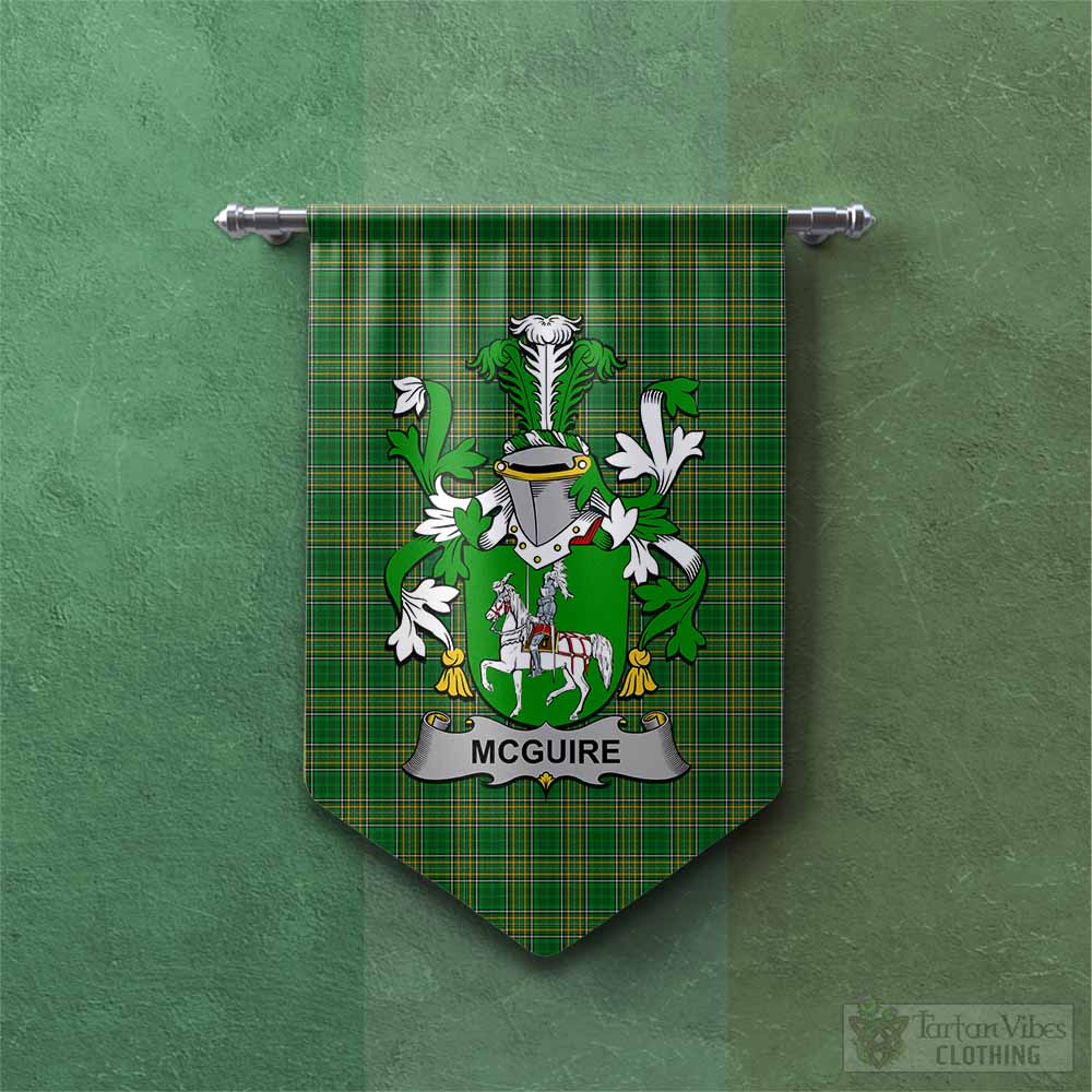 Tartan Vibes Clothing McGuire Irish Clan Tartan Gonfalon, Tartan Banner with Coat of Arms