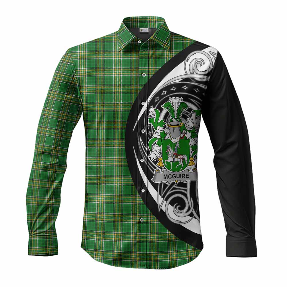 Tartan Vibes Clothing McGuire Irish Clan Long Sleeve Button Shirt Celtic Circle Style