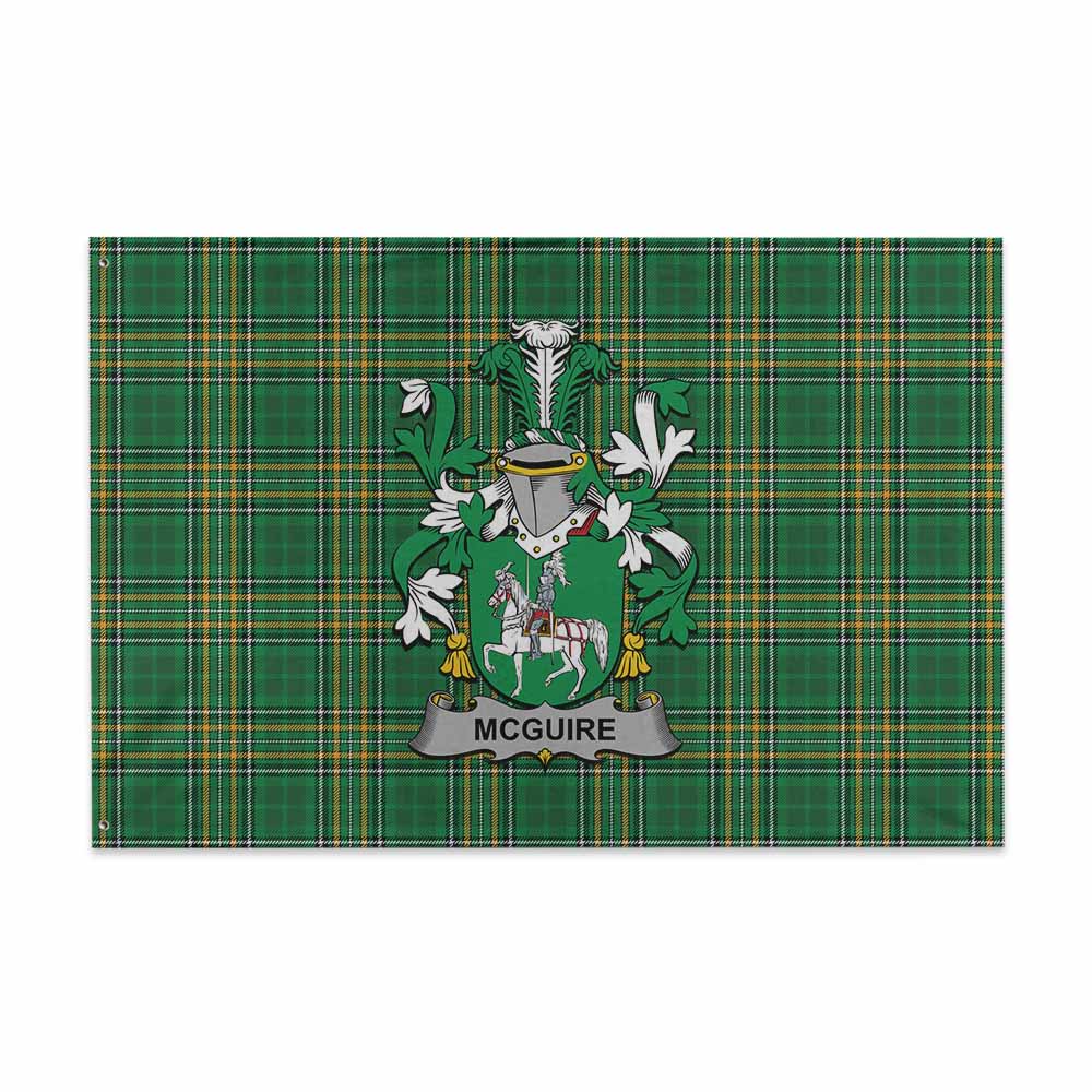 Tartan Vibes Clothing McGuire Irish Clan Tartan House Flag with Coat of Arms