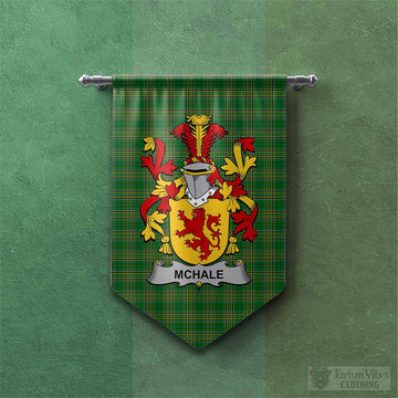 McHale Irish Clan Tartan Gonfalon, Tartan Banner with Coat of Arms
