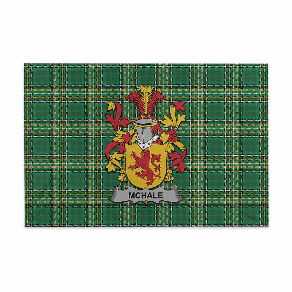 Tartan Vibes Clothing McHale Irish Clan Tartan House Flag with Coat of Arms