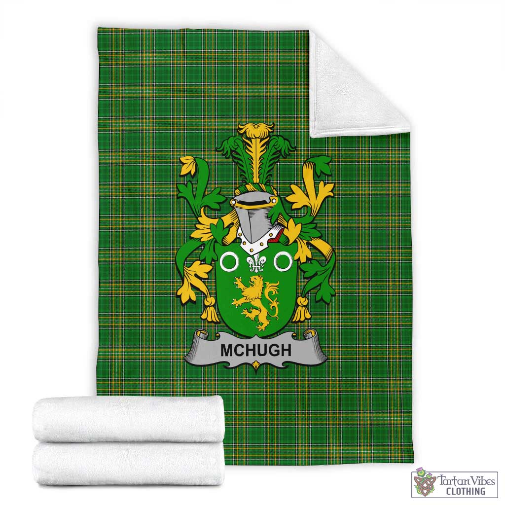 McHugh Irish Clan Tartan Blanket with Coat of Arms X-Large 59 x 79 inches 150 x 200 cm - Tartan Vibes Clothing