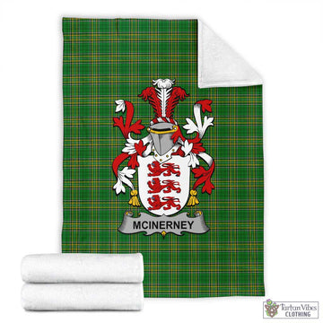Tartan Vibes Clothing McInerney Irish Clan Tartan Blanket with Coat of Arms