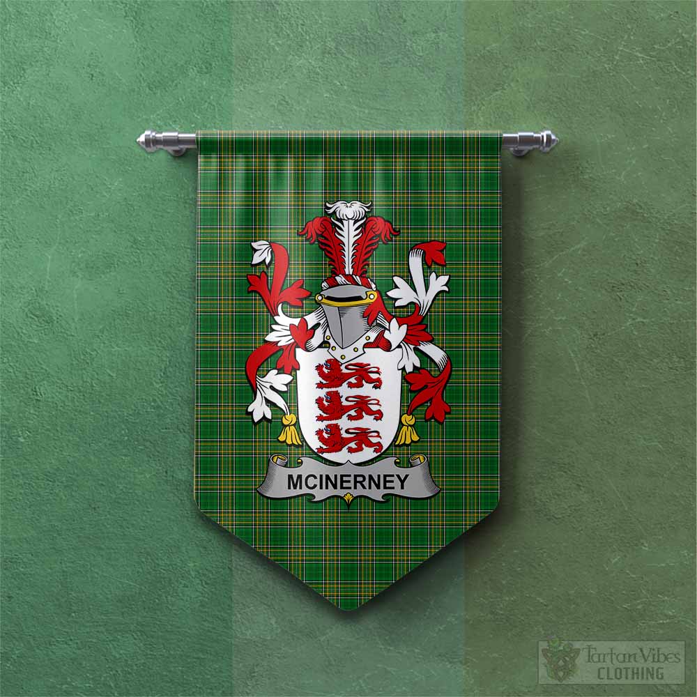 Tartan Vibes Clothing McInerney Irish Clan Tartan Gonfalon, Tartan Banner with Coat of Arms