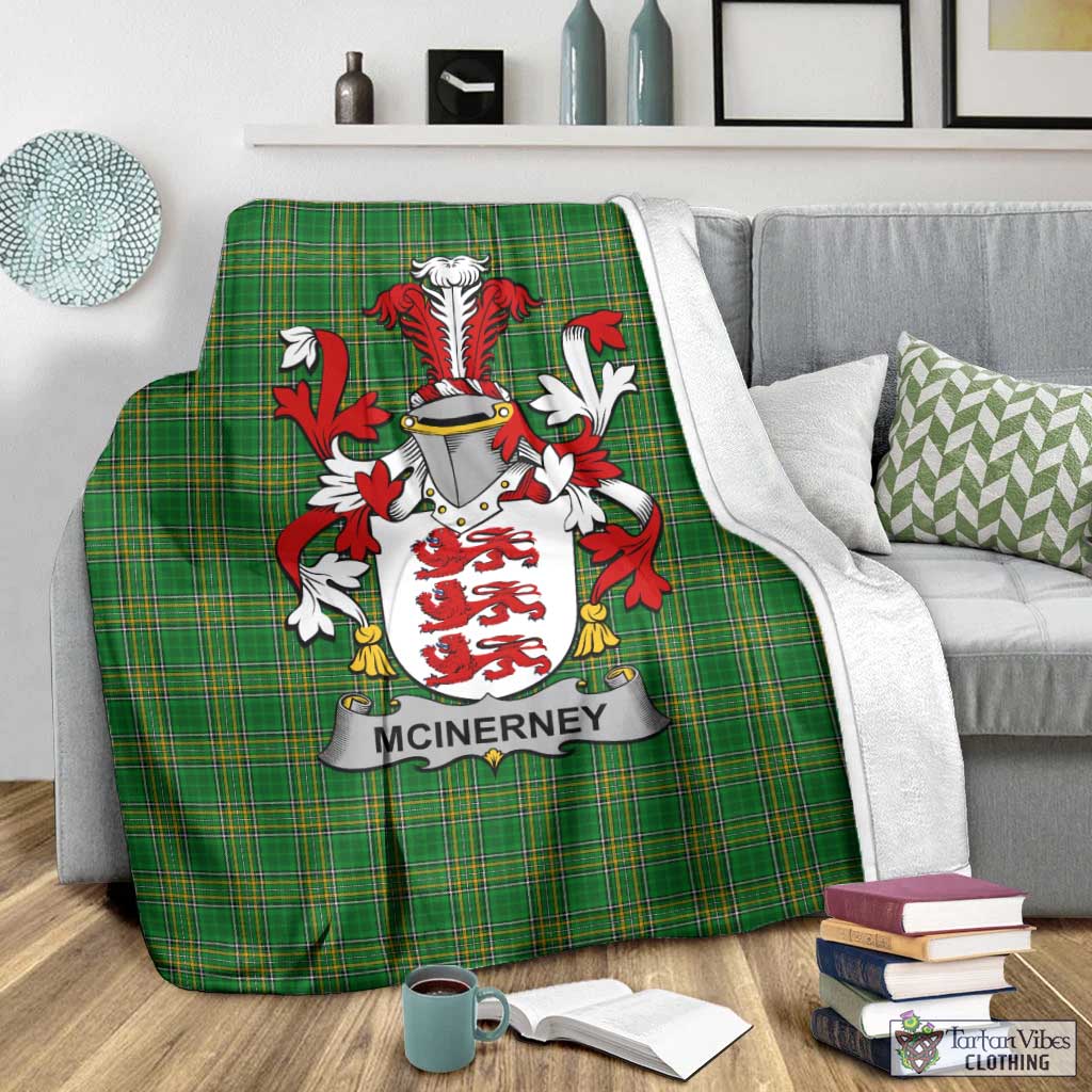McInerney Irish Clan Tartan Blanket with Coat of Arms - Tartan Vibes Clothing