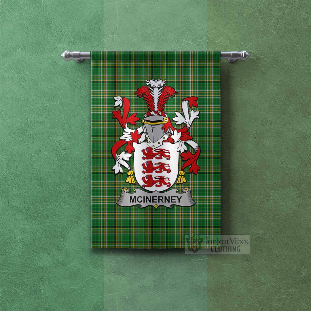 Tartan Vibes Clothing McInerney Irish Clan Tartan Gonfalon, Tartan Banner with Coat of Arms