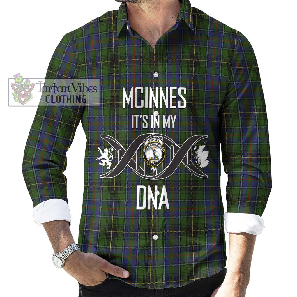 McInnes Tartan Long Sleeve Button Shirt with Family Crest DNA In Me Style Men's Shirt S - Tartanvibesclothing Shop