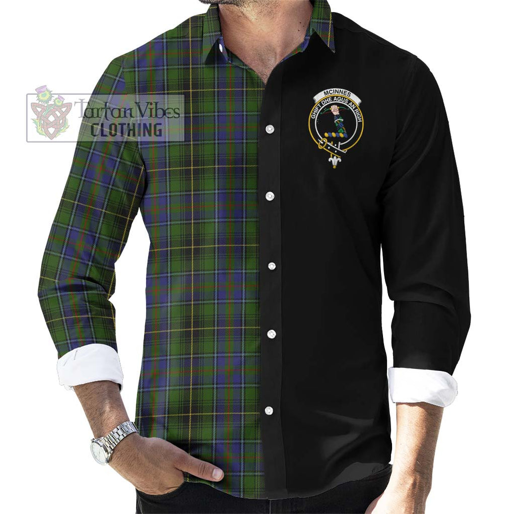 McInnes Tartan Long Sleeve Button Shirt with Family Crest and Half Of Me Style - Tartanvibesclothing Shop