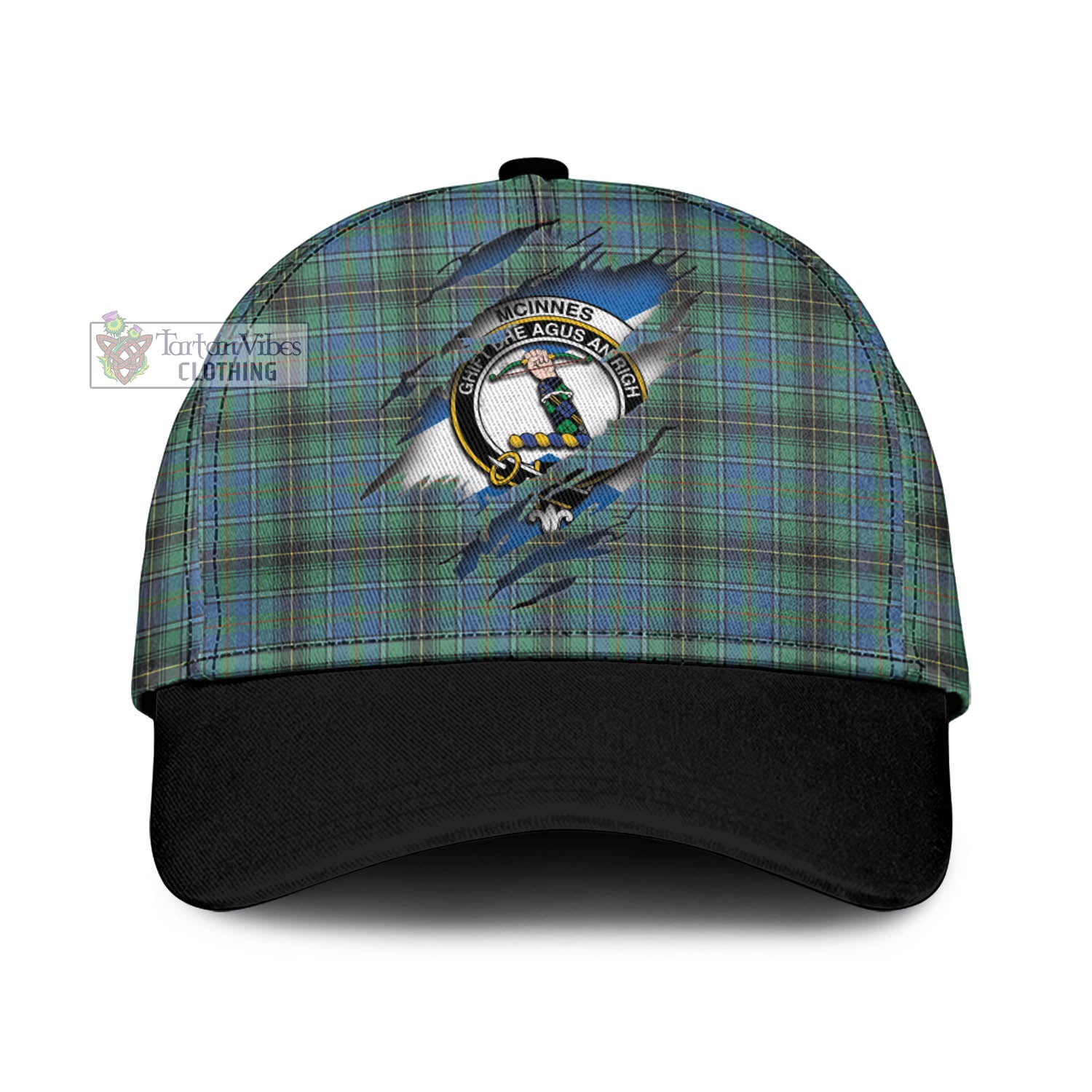 Tartan Vibes Clothing McInnes Ancient Tartan Classic Cap with Family Crest In Me Style