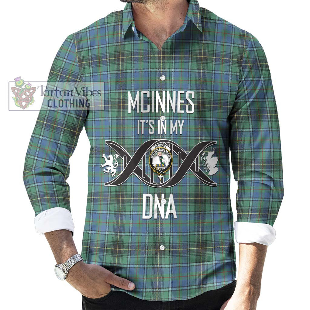 McInnes Ancient Tartan Long Sleeve Button Shirt with Family Crest DNA In Me Style Men's Shirt S - Tartanvibesclothing Shop