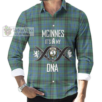 McInnes Ancient Tartan Long Sleeve Button Shirt with Family Crest DNA In Me Style Men's Shirt S - Tartanvibesclothing Shop