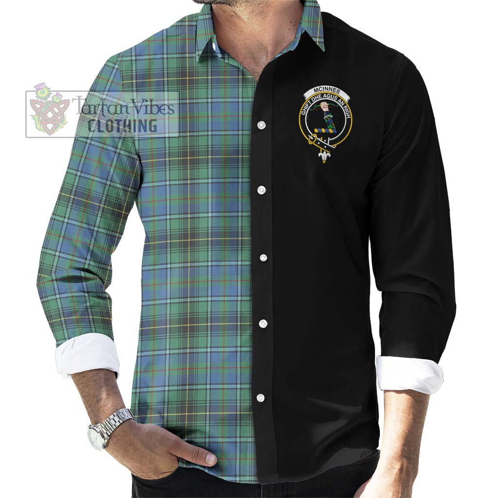 McInnes Ancient Tartan Long Sleeve Button Shirt with Family Crest and Half Of Me Style - Tartanvibesclothing Shop