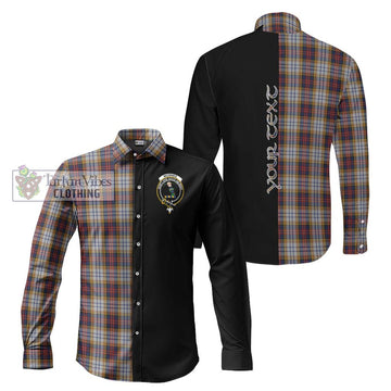 McInnes Ancient Hunting Tartan Long Sleeve Button Shirt with Family Crest and Half Of Me Style Men's Shirt S - Tartanvibesclothing Shop