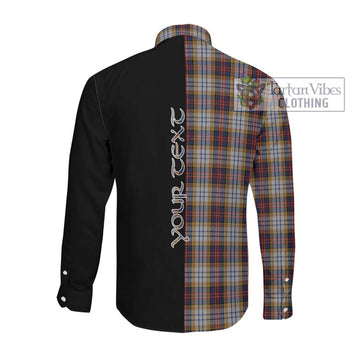 McInnes Ancient Hunting Tartan Long Sleeve Button Shirt with Family Crest and Half Of Me Style Men's Shirt - Tartanvibesclothing Shop